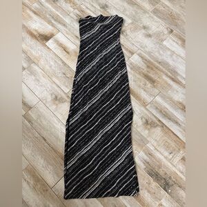 Hourglass Elegant Black and White Sparkly Striped Dress